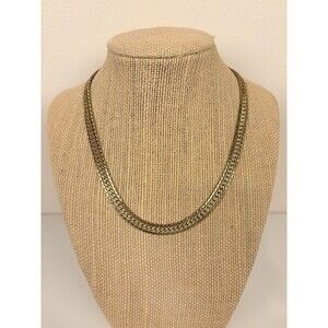 Vintage Monet Signed Gold Tone Herringbone Choker Collar Necklace 16 In Classic